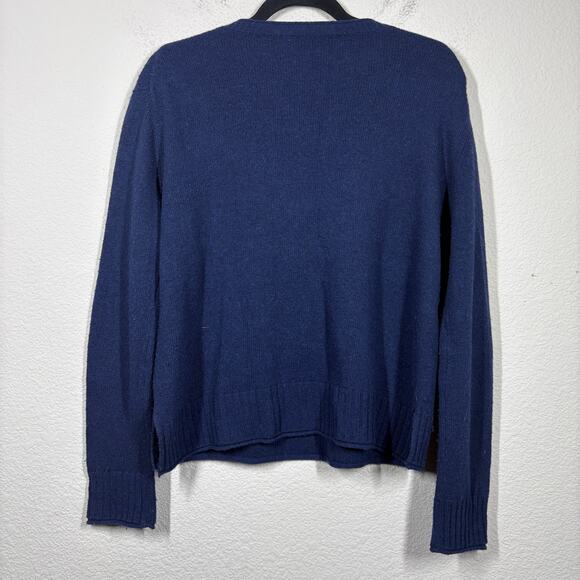 Jenni Kayne XS Everyday Wool Cashmere Knit Sweater Blue Crew Neck Long Sleeves - Picture 3 of 9